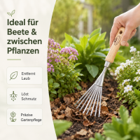 Handrechen mit Holzgriff für präzise Beetpflege