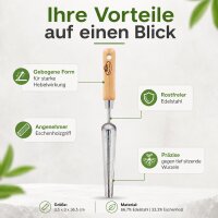 Unkrautstecher Edelstahl mit Holzgriff für leichtes Jäten