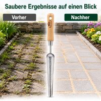 Unkrautstecher Edelstahl mit Holzgriff für leichtes Jäten