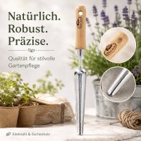 Unkrautstecher Edelstahl mit Holzgriff für leichtes Jäten