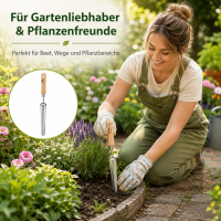 Unkrautstecher Edelstahl mit Holzgriff für leichtes Jäten