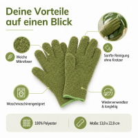 Pflanzenhandschuh zur Blattreinigung 1,6x22,8cm Grün Olivgrün Mikrofaser