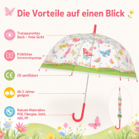 Kinderschirm transparent mit Schmetterlingen für mehr Spaß