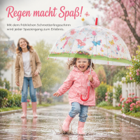 Kinderschirm transparent mit Schmetterlingen für mehr Spaß