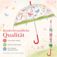 Kinderschirm transparent mit Schmetterlingen für mehr Spaß