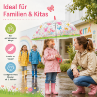 Kinderschirm transparent mit Schmetterlingen für mehr Spaß