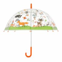 Kinderschirm transparent mit Waldtieren für Spaß im Regen