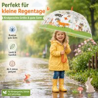 Kinderschirm transparent mit Waldtieren für Spaß im Regen