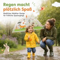 Kinderschirm transparent mit Waldtieren für Spaß im Regen