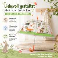 Kinderschirm transparent mit Waldtieren für Spaß im Regen