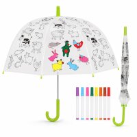 Kinder Regenschirm zum Ausmalen mit Nutztieren für Regentage