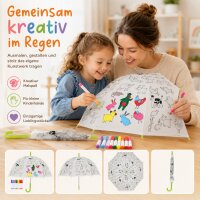 Kinder Regenschirm zum Ausmalen mit Nutztieren für Regentage