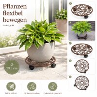 Pflanzenroller Gusseisen rund rostbraun für flexibles Bewegen