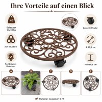 Pflanzenroller Gusseisen rund rostbraun für flexibles Bewegen