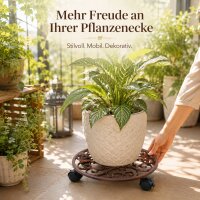 Pflanzenroller Gusseisen rund rostbraun für flexibles Bewegen