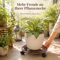 Pflanzenroller Gusseisen rund rostbraun für flexibles Bewegen