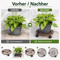 Pflanzenroller Gusseisen rund rostbraun für flexibles Bewegen