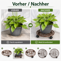 Pflanzenroller Gusseisen rund rostbraun für flexibles Bewegen