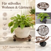 Pflanzenroller Gusseisen rund rostbraun für flexibles Bewegen