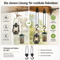 Gusseisen Haken Seilwinde 2er Set für nostalgische Deko
