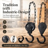 Gusseisen Haken Seilwinde 2er Set für nostalgische Deko