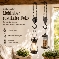 Gusseisen Haken Seilwinde 2er Set für nostalgische Deko