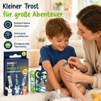 Kinderpflaster 63x19mm Bunt - Textilpflaster mit Tiermotiven leuchtend