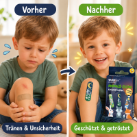 Kinderpflaster 63x19mm Bunt - Textilpflaster mit Tiermotiven leuchtend