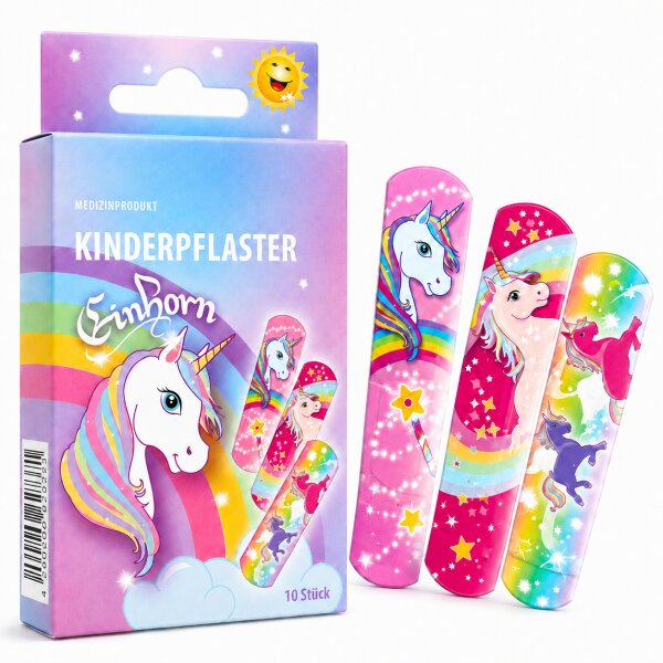Kinderpflaster Einhorn 63x19mm Bunt Lila - Motivpflaster für Kinder