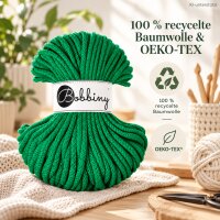 Baumwollkordel 5mm 50m Grün - Jade Green aus recycelter Baumwolle