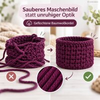 Baumwollkordel 5mm 50m Lila Aubergine - Kordelgarn geflochten