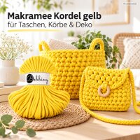 Makramee Kordel 5mm 50m Gelb - Baumwollkordel Canary Yellow geflochten