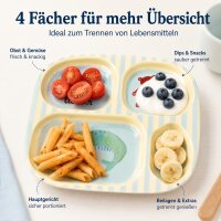 Kinderteller 4 Fächer 21,5x24,5cm Blau Melamin für getrennte Speisen