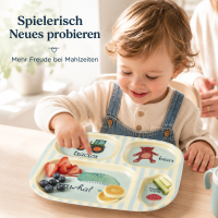 Kinderteller mit 4 Fächern 24,5x21,5cm Blau Pastellblau aus Melamin