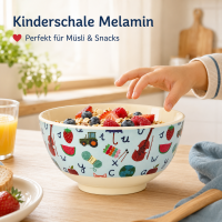 Kinderschüssel 15cm Blau Hellblau Melamin Snackschale mit ABC-Motiv
