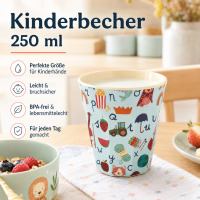 ABC Kinderbecher 250ml Blau Hellblau Melamin Becher für Kinderhände