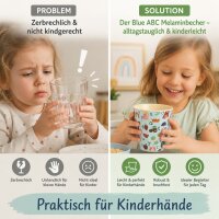 ABC Kinderbecher 250ml Blau Hellblau Melamin Becher für Kinderhände