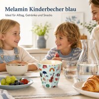 Melaminbecher für Kinder 7,5x7 cm Blau Pastellblau mit ABC-Motiv