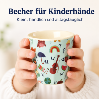Melaminbecher für Kinder 7,5x7 cm Blau Pastellblau mit ABC-Motiv