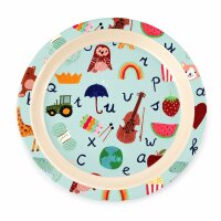 ABC Kinderteller 22cm Blau Pastell-Aqua - Melamin...