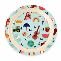 ABC Kinderteller 22cm Blau Pastell-Aqua - Melamin...