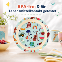 ABC Kinderteller 22cm Blau Pastell-Aqua - Melamin Essteller mit Rand