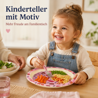 Melamin Kinderteller 22cm Rosa Pink ABC-Teller mit erhöhtem Rand