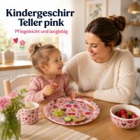 Melamin Kinderteller 22cm Rosa Pink ABC-Teller mit erhöhtem Rand