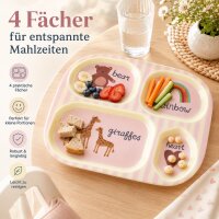 Melamin Kinderteller 24,5x21,5cm Rosa Pink mit 4 Fächern Essteller