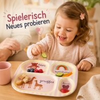 Melamin Kinderteller 24,5x21,5cm Rosa Pink mit 4 Fächern Essteller