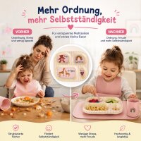Melamin Kinderteller 24,5x21,5cm Rosa Pink mit 4 Fächern Essteller