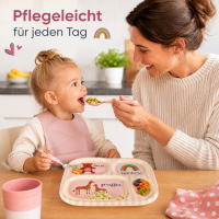 Melamin Kinderteller 24,5x21,5cm Rosa Pink mit 4 Fächern Essteller