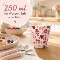 Kinder Trinkbecher 250ml Rosa Pink - Melamin ABC Becher Kinder