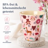 Kinder Trinkbecher 250ml Rosa Pink - Melamin ABC Becher Kinder